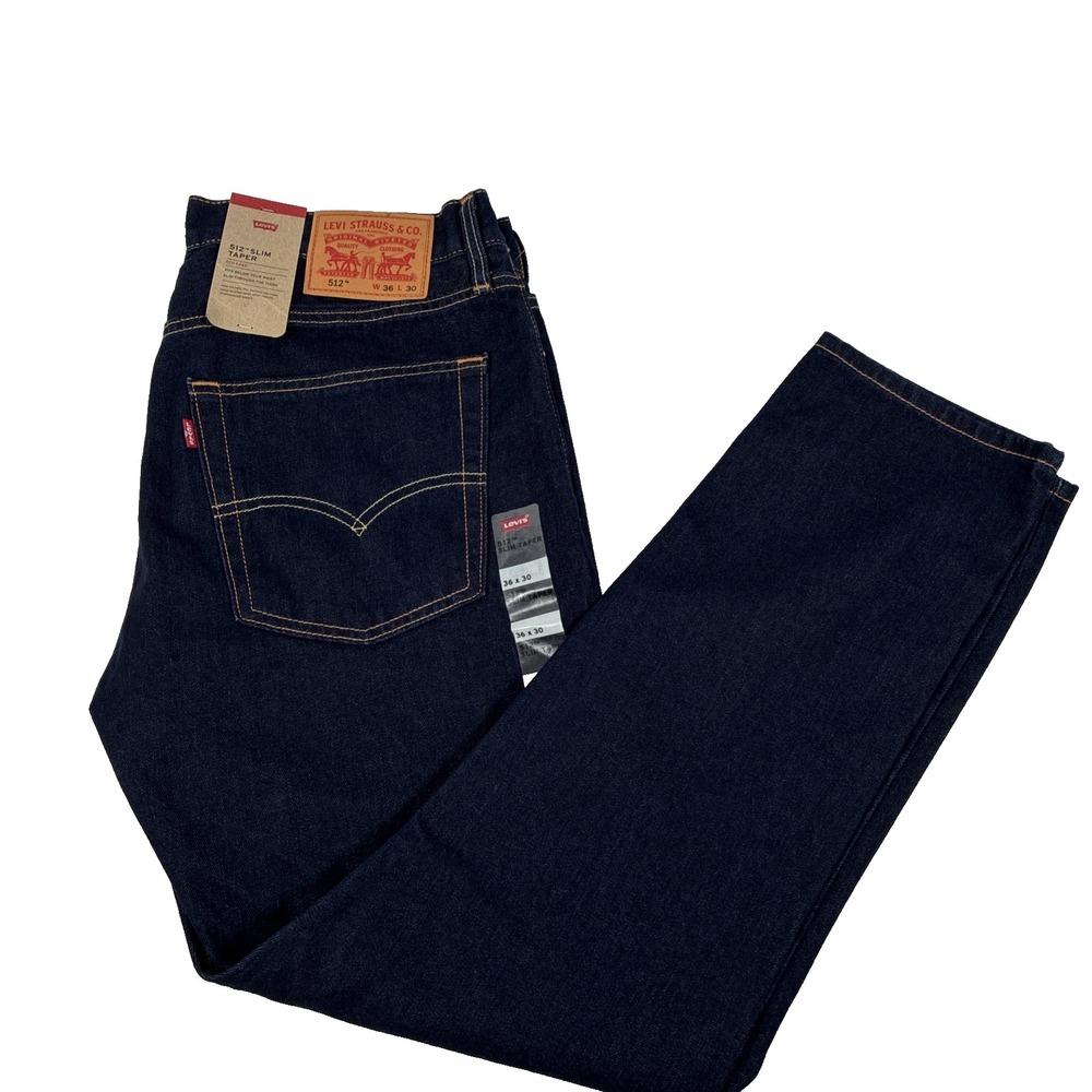 New Mens Levi's 512 Slim Taper Dark Wash Denim Jeans Size 36x30 NWT
